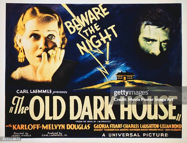 Poster for James Whale's 1932 comedy 'The Old Dark House' starring Boris Karloff and Gloria Stuart.