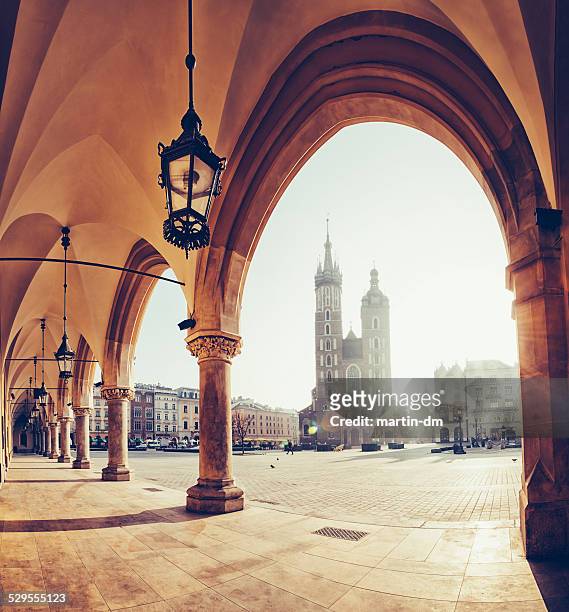 main market square of krakow - gdansk stock pictures, royalty-free photos & images