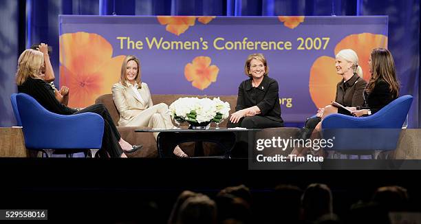 Presidential candidates wives Jeri Thompson, Michelle Obama, Ann Romney, Elizabeth Edwards, Cindy Hensley McCain with moderator Maria Shriver at the...