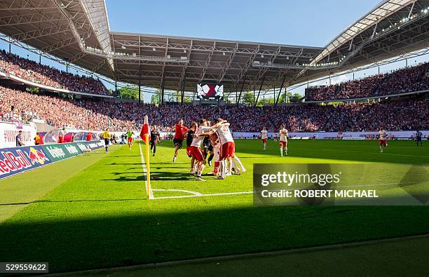General view of the Red Bull Arena football stadium during the German second division Bundesliga football match between RB Leipzig and Karlsruher SC...
