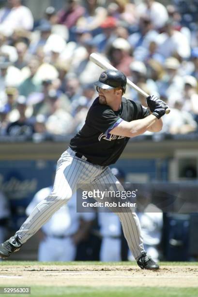 Chaad Tracy of the Arizona Diamondbacks bats during the game against the San Diego Padres at PETCO Park on May 1, 2005 in San Diego, California. The...