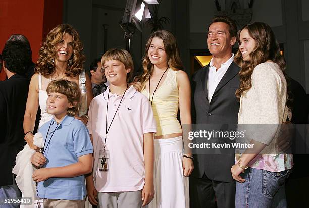 Governor Arnold Schwarzenegger and his wife Maria Shriver pose with their children Chris, Patrick, Christina and Katherine at the premiere of...