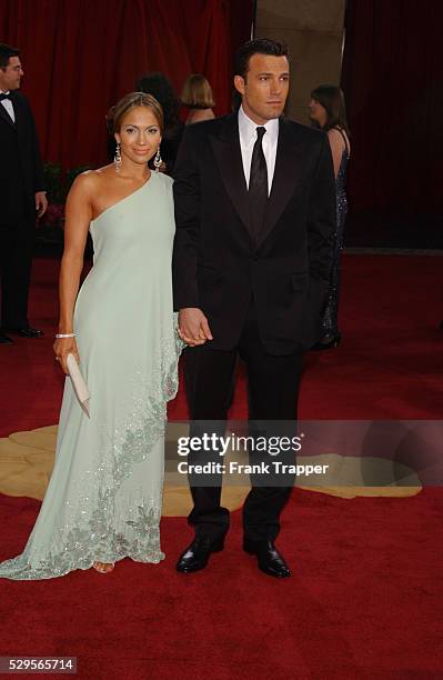 Jennifer Lopez and Ben Affleck arriving at the 75th Annual Academy Awards.