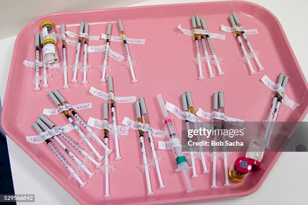 tray of syringes - hershey stock pictures, royalty-free photos & images