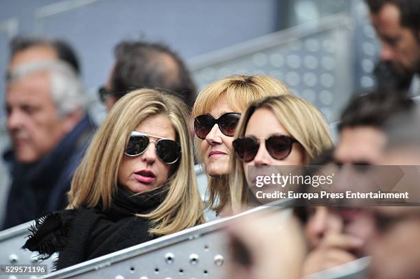 Rafael Nadal's sister Maribel Nadal and mother Ana Maria Parera attend the tennis match during 8th day of the Mutua Madrid Open tennis tournament at...