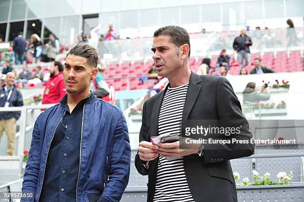 Fernando Hierro and his son Alvaro Hierro attend the tennis match during 8th day of the Mutua Madrid Open tennis tournament at La Caja Magica on May...
