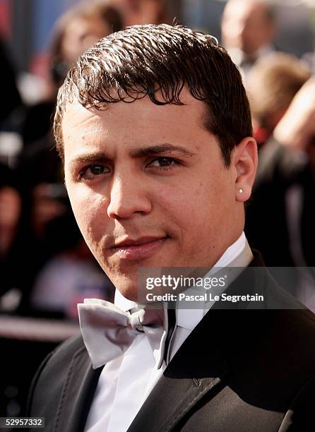 Caption French singer Faudel attends the screening of "Three Burials of Melquiades Estrada" at the Grand Theatre during the 58th International Cannes...