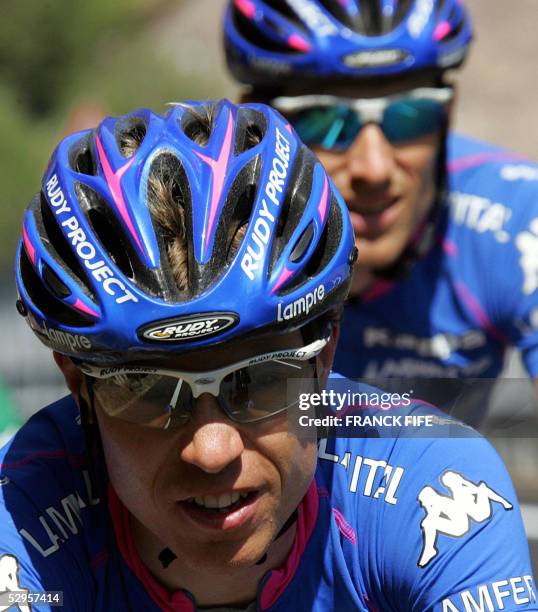 Italian Damiano Cunego rides in the pack during the 12th stage of the 88nd Giro, the cycling Tour of Italy, between Alleghe and Roveretto, 20 May...