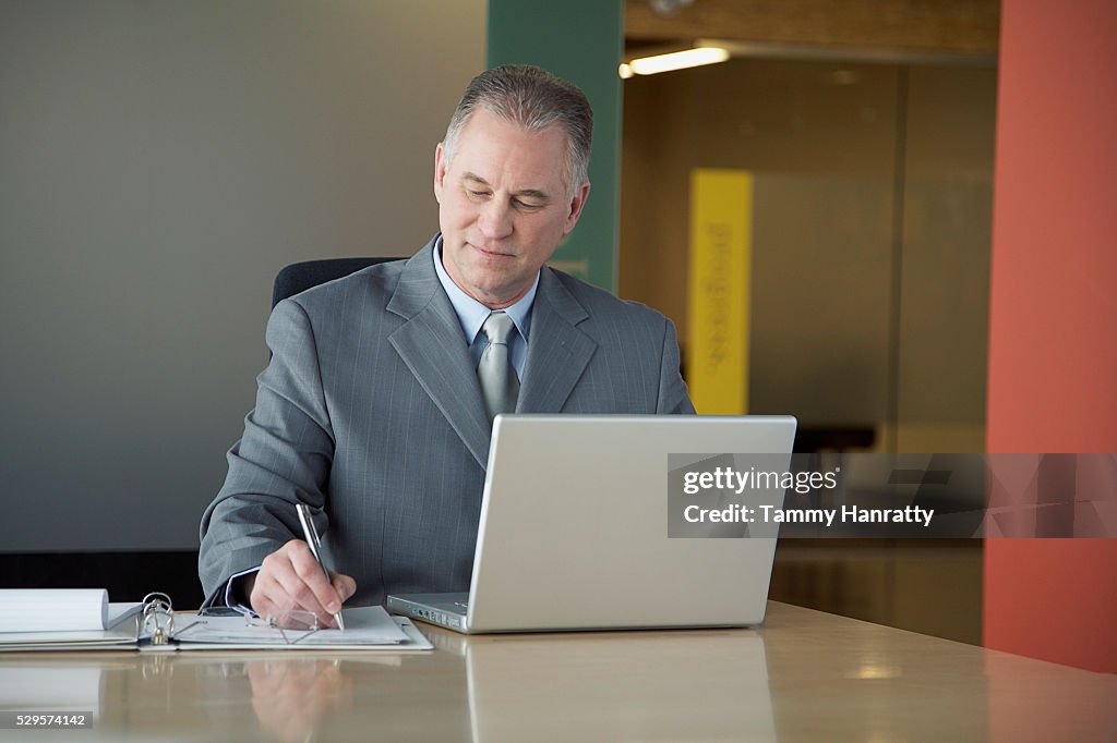 Businessman working at desk