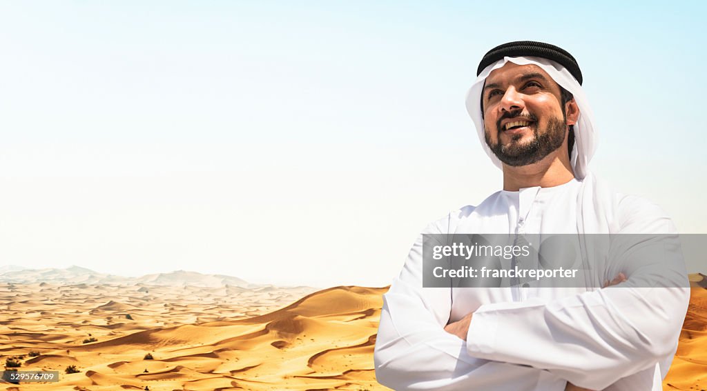 Arabic sheik portrait on the desert
