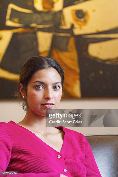 Pulitzer Prize winning author Jhumpa Lahiri poses for a photo in her home on August 26, 2003 in Brookyln, New York City.