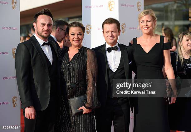 Anthony McPartlin and Declan Donnelly with their wives Lisa Armstrong and Ali Astall arrive for the House Of Fraser British Academy Television Awards...