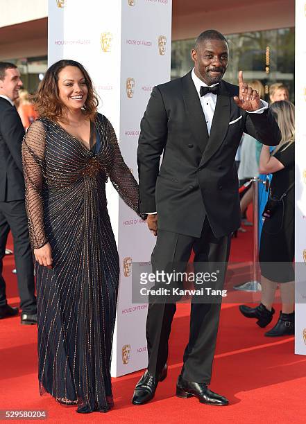 Idris Elba and Naiyana Garth arrive for the House Of Fraser British Academy Television Awards 2016 at the Royal Festival Hall on May 8, 2016 in...