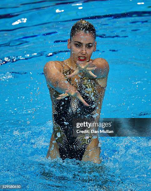 Vasiliki-P Alexandri of Austria competes during the Synchronised Swimming Solo Preliminary Round on Day One of the 2016 LEN European Swimming...