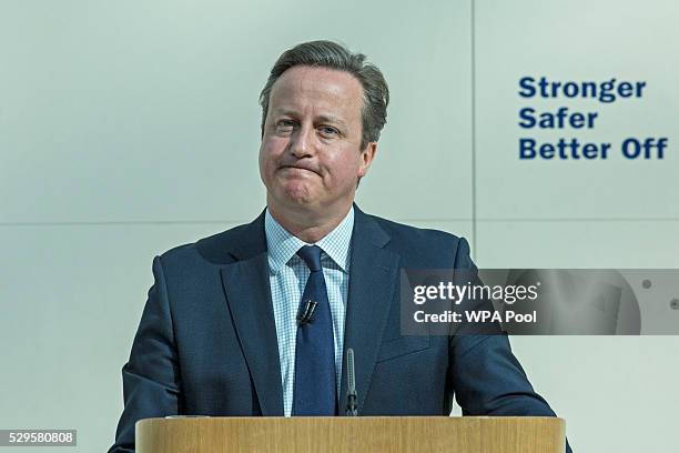 British Prime Minister David Cameron delivers a speech on the European Union , at the British Museum on May 9, 2016 in London, England. Prime...