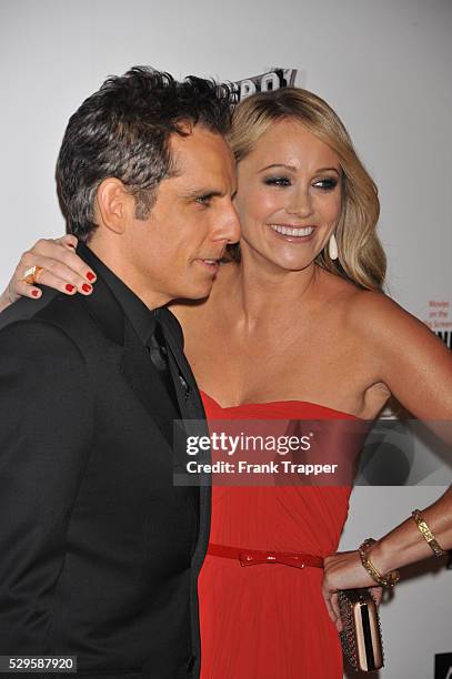 Honoree, actor Ben Stiller and actress/wife Christine Taylor arrive at the 26th American Cinematheque Award Gala honoring Ben Stiller at The Beverly...