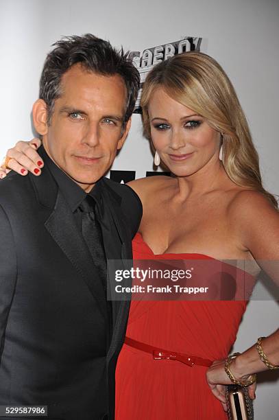 Honoree, actor Ben Stiller and actress/wife Christine Taylor arrive at the 26th American Cinematheque Award Gala honoring Ben Stiller at The Beverly...