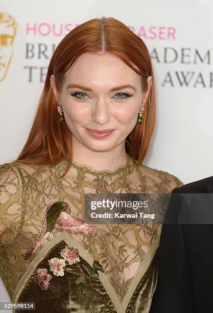 Eleanor Tomlinson poses in the winners room at the House Of Fraser British Academy Television Awards 2016 at the Royal Festival Hall on May 8, 2016...