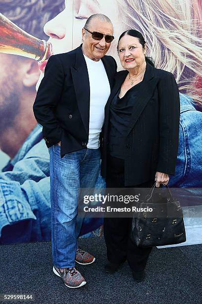 Tony Renis and Elettra Morini attend the Coca-Cola anniversary party at Foro Italico on May 08, 2016 in Rome.