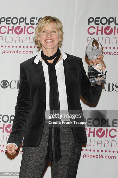 Ellen DeGeneres winner of the People's Choice Award for Favorite Talk Show Host at the 33rd People's Choice Awards held at the Shrine Auditorium in...