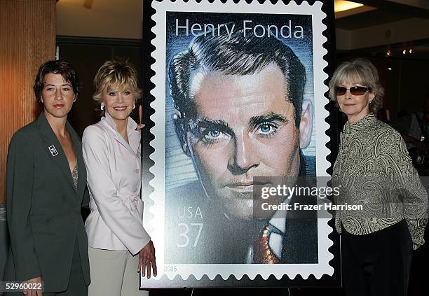 Actress Jane Fonda with her daughter Vanessa Vadim , and Shirlee Fonda attend the Henry Fonda Centennial Celebration and the US Postal service...