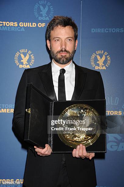 Actor/director Ben Affleck, winner of the Outstanding Directorial Achievement in Feature Film for ?Argo, posing in the press room at the 65th Annual...