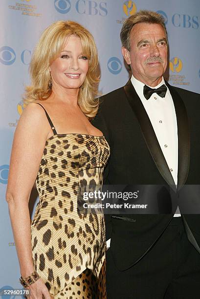 Actress Deidre Hall and actor Eric Braeden pose in the press room at the 32nd Annual Daytime Emmy Awards at Radio City Music Hall May 20, 2005 in New...