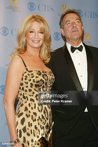 Actress Deidre Hall and actor Eric Braeden pose in the press room at the 32nd Annual Daytime Emmy Awards at Radio City Music Hall May 20, 2005 in New...