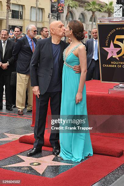 British actor Ben Kingsley pose with his wife Daniela Lavender after being honored with a Star on the Hollywood Walk of Fame.