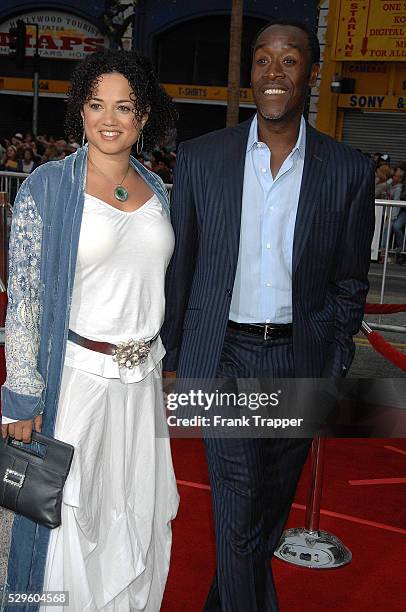 Actor Don Cheadle and wife arrive at the premiere of "Oceans 13" held at Grauman's Chinese Theater in Hollywood.