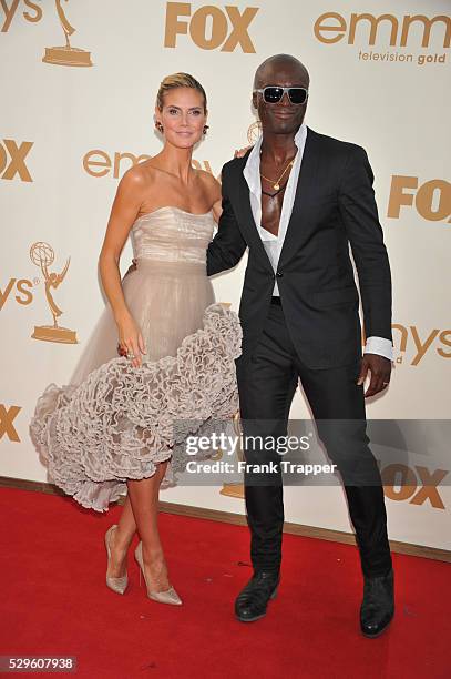 Actress Heidi Klum and singer Seal arrive at the 63rd Annual Primetime Emmy Awards held at the Nokia Theatre L.A. LIVE.