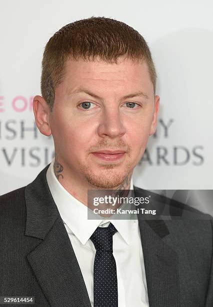 Professor Green poses in the winners room at the House Of Fraser British Academy Television Awards 2016 at the Royal Festival Hall on May 8, 2016 in...