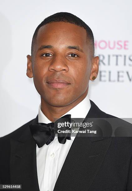 Reggie Yates poses in the winners room at the House Of Fraser British Academy Television Awards 2016 at the Royal Festival Hall on May 8, 2016 in...