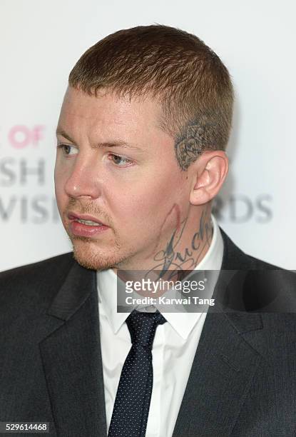 Professor Green poses in the winners room at the House Of Fraser British Academy Television Awards 2016 at the Royal Festival Hall on May 8, 2016 in...