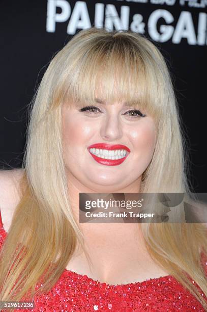 Actress Rebel Wilson arrives at the premiere of Pain & Gain held at the Chinese Theater in Hollywood.