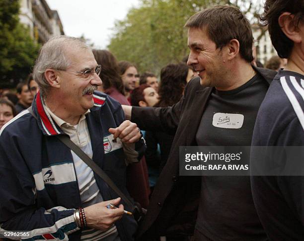 Leader of the banned pro-independence Basque Party Batasuna Arnaldo Otegi and armed Basque group ETA historical member Eugenio Etxebeste, alias...