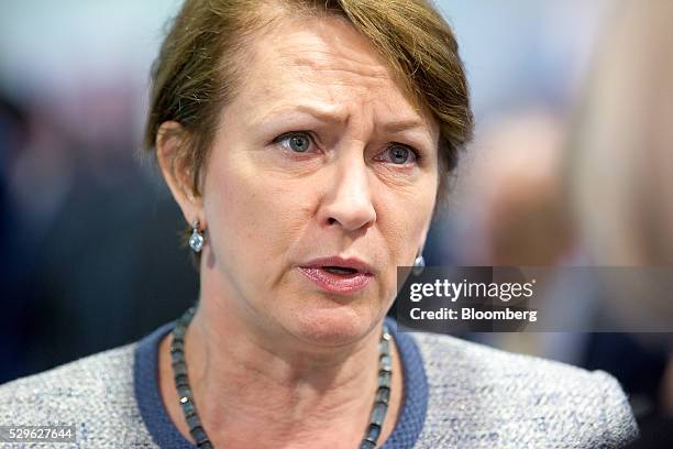 Inga Beale, chief executive officer of Lloyd's of London, speaks during a Bloomberg Television interview at the City Week International Financial...