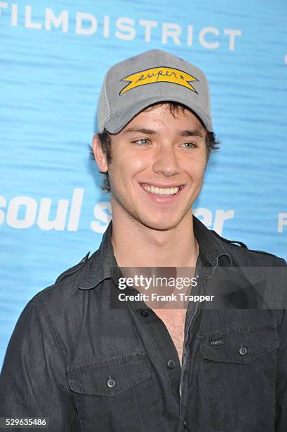 Actor Jeremy Sumpter arrives at the premiere of "Soul Surfer" held at Arclight Cinerama Dome in Hollywood.