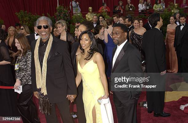 Actor Morgan Freeman with wife Myrna and son Alfonso arrive at the 77th Annual Academy Awards�� at the Kodak Theatre.