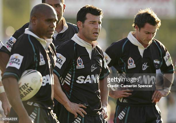 Craig Gower of the Panthers and team mates look dejected during the round 11 NRL match between the Penrith Panthers and the Cronulla-Sutherland...