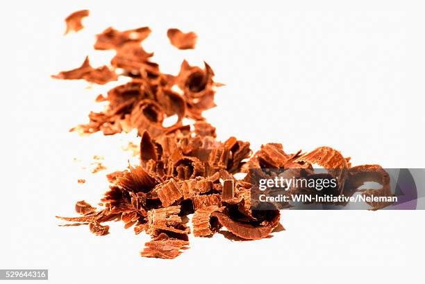 close-up of chocolate shavings - shavings stock pictures, royalty-free photos & images