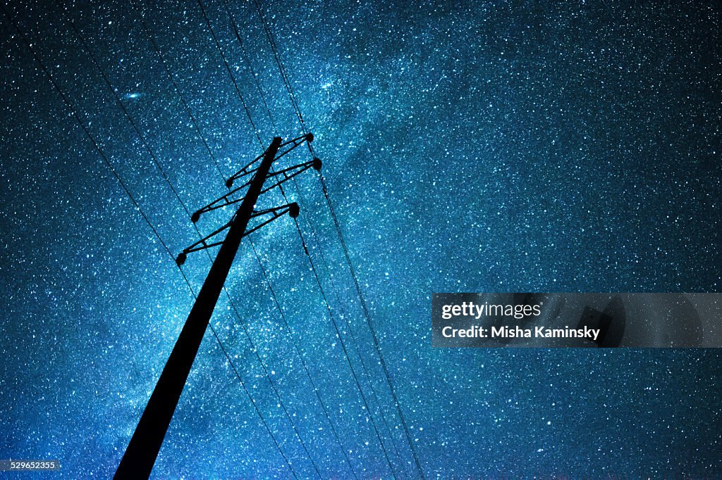 Stellar sky over the transmission line