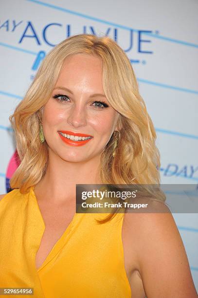 Actress Candice Accola, winner of Choice Fantasy/Sci-Fi Show award, pose in the press room at the 2012 Teen Choice Awards held at the Gibson...