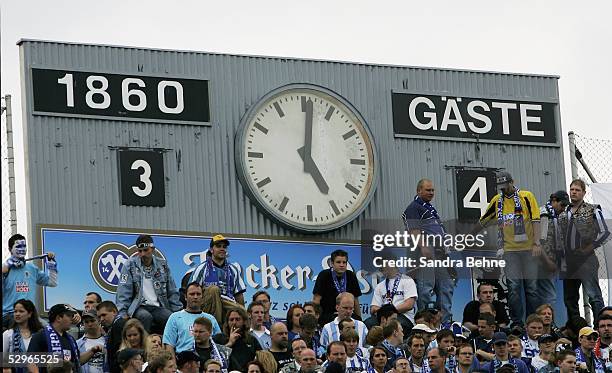 View of the score board after the match of the Second Bundesliga between TSV 1860 Munich and LR Ahlen at the Grunwalder Stadium on May 22, 2005 in...