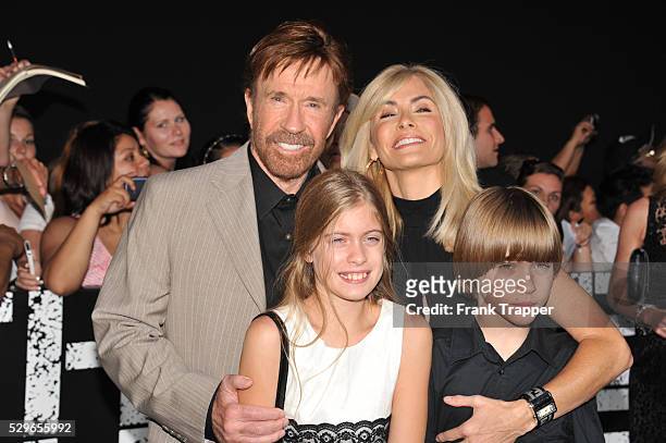Actor Chuck Norris and family arrive at the premiere of Expendables 2 held at Grauman's Chhinese Theater in Hollywood.