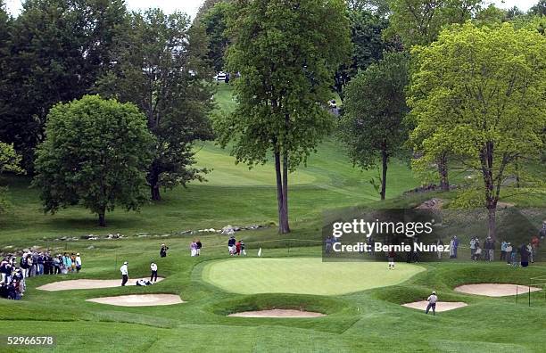 Joo Mi Kim of Korea hits out of the sand in the second hole of the final round of the Sybase Classic on May 22, 2005 in New Rochelle, New York.