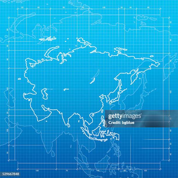 asia map on blueprint background - map of armenia stock illustrations