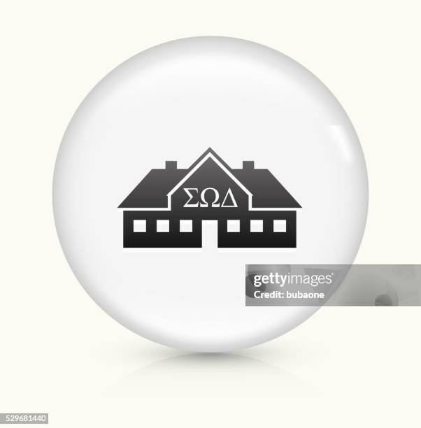 frat house icon on white round vector button - sorority stock illustrations