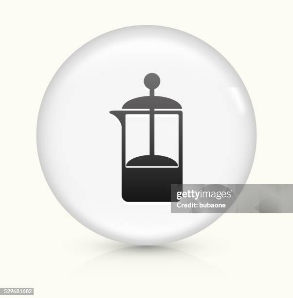 french press coffee maker icon on white round vector button - fancy coffee maker stock illustrations