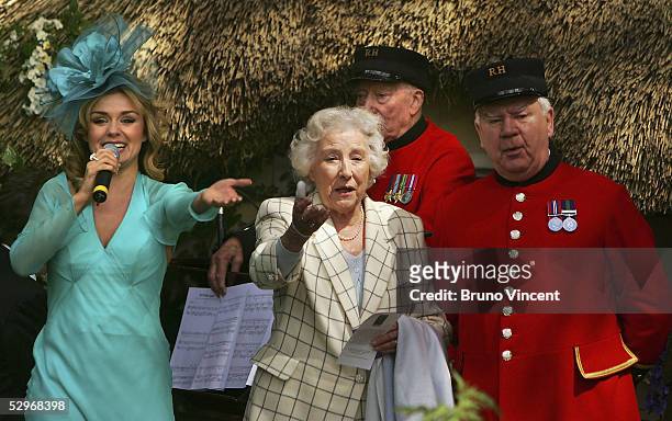 Singers Katherine Jenkins and Dame Vera Lynn attend the Royal Horticultural Society's Chelsea Flower Show on May 23, 2005 in London.